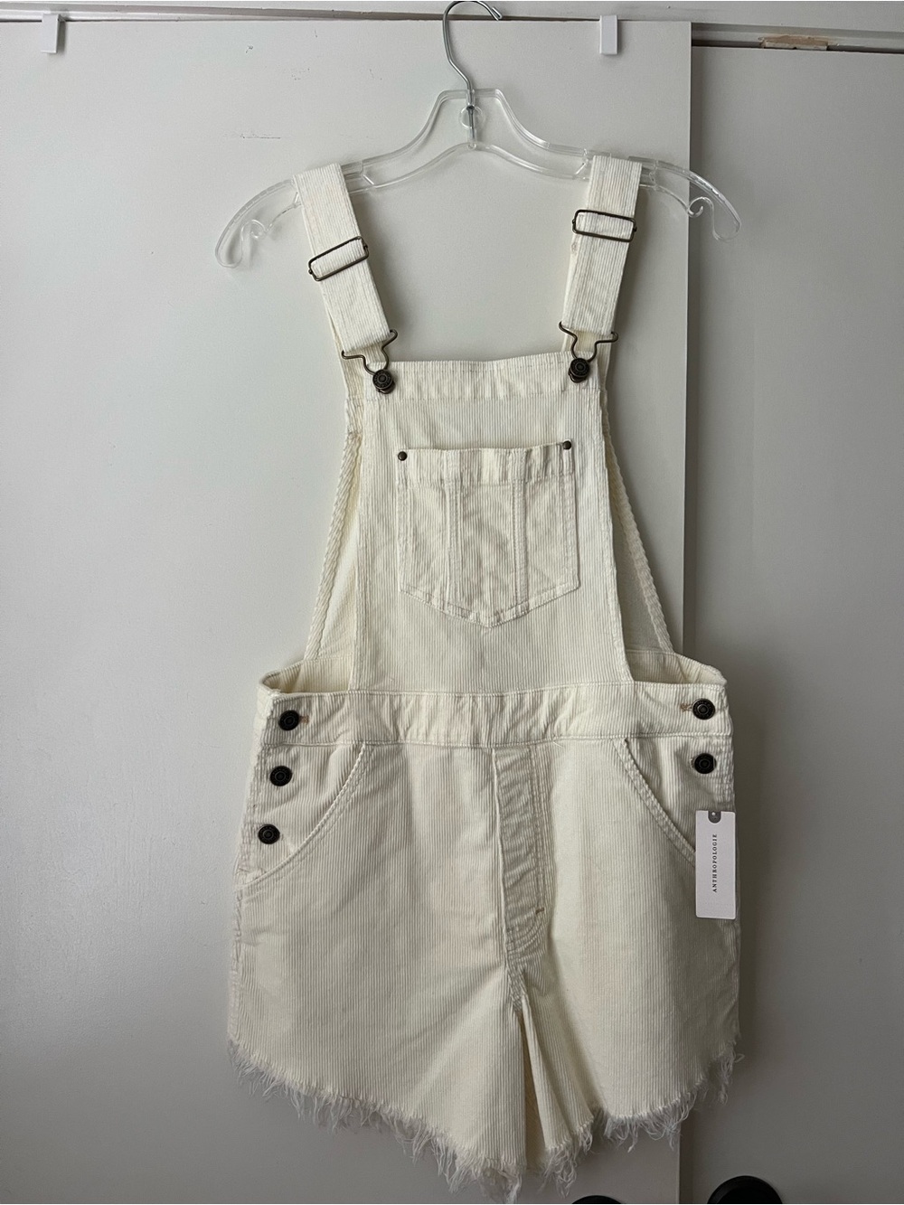 NWT Pilcro Cream Corduroy Short Denim Overalls